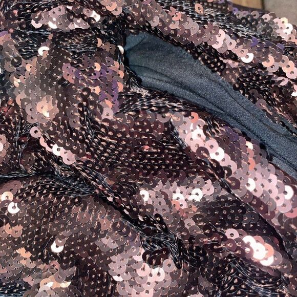 Robert Rodriguez Sequin Off The Shoulder Dress Size 2 Silk Lined Party Bronze - Picture 5 of 7